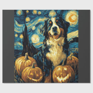 Cute Bernese mountain Dog Halloween Jack O Lantern Wrapping Paper