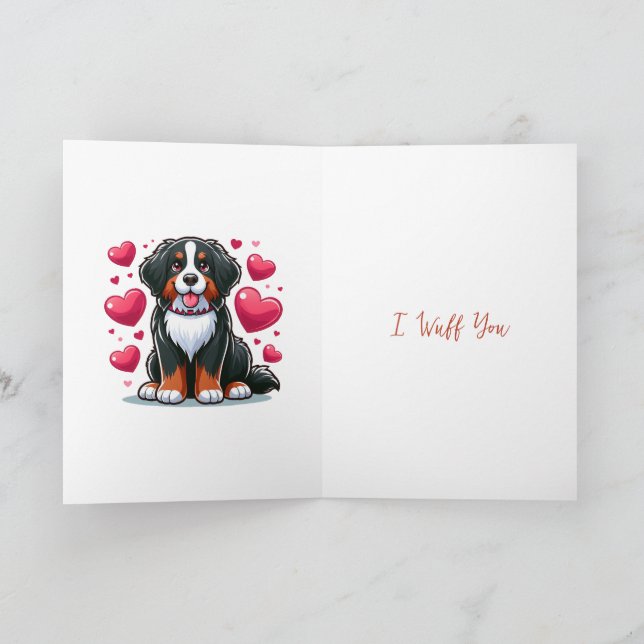 Cute Bernese Mountain Dog Happy Valentine's Day Holiday Card (Inside)