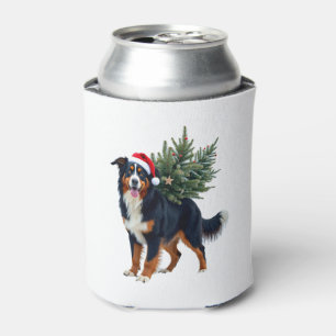 Cute Bernese Mountain Dog in a Christmas Tree for  Can Cooler