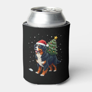 Cute Bernese Mountain Dog in a Christmas Tree for  Can Cooler