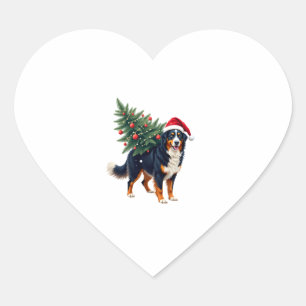 Cute Bernese Mountain Dog in a Christmas Tree for Heart Sticker