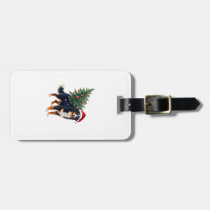 Cute Bernese Mountain Dog in a Christmas Tree for Luggage Tag