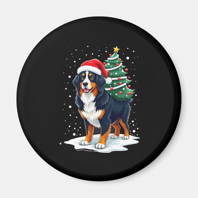 Cute Bernese Mountain Dog in a Christmas Tree for  Magnet (Front)