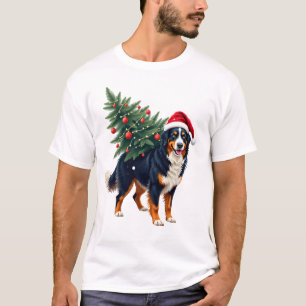 Cute Bernese Mountain Dog in a Christmas Tree for  T-Shirt