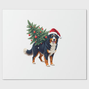 Cute Bernese Mountain Dog in a Christmas Tree for Wrapping Paper