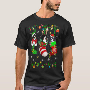 Cute Bernese Mountain Dog In Christmas Socks Pet T-Shirt