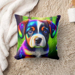 Cute bernese mountain dog puppy in the meadow  cushion