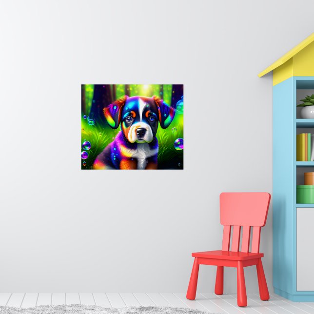 Cute bernese mountain dog puppy in the meadow  poster (Nursery 1)