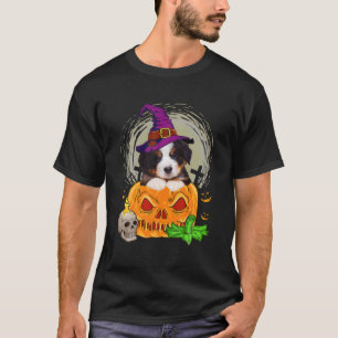 Cute Bernese Mountain Witch Pumpkin Halloween Dog T-Shirt