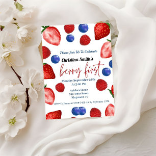 Cute berry birthday party, strawberry birthday Invitation