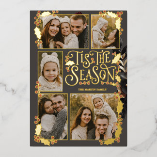 Cute Berry Christmas Foil Holiday Card