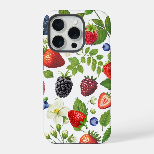 Cute Berry Collage Phone Case - Strawberry, Blackb (Back)