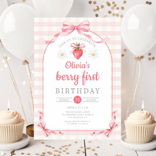 Cute Berry First Girl 1st Birthday Invitation