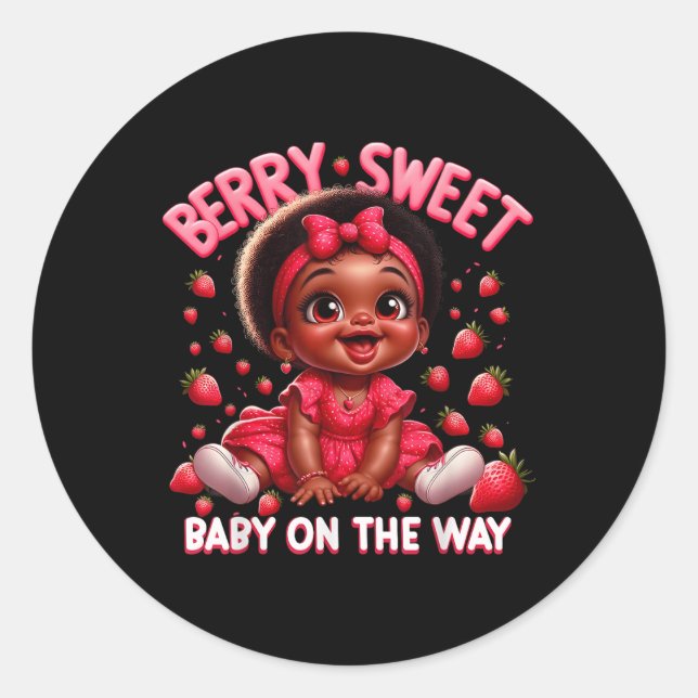 Cute Berry Sweet Baby On The Way Cute Pregnancy Gr Classic Round Sticker (Front)