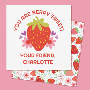 Cute Berry Sweet Kids Strawberry Valentine Card