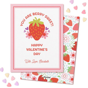Cute Berry Sweet Kids Strawberry Valentine Holiday Card