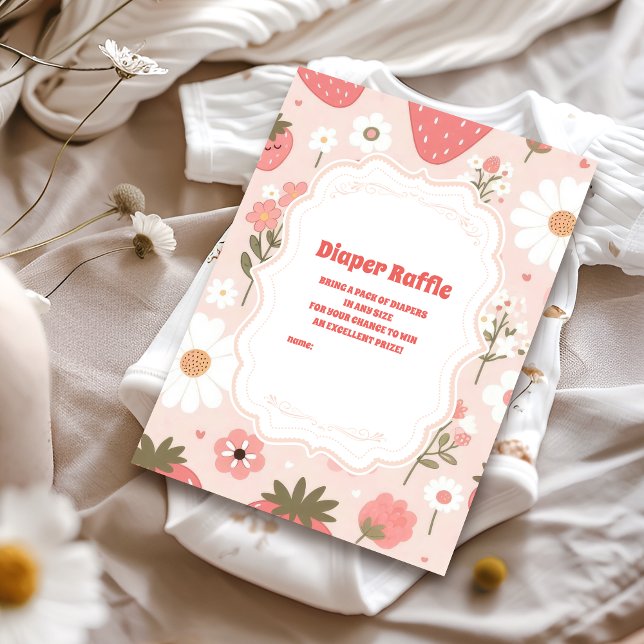 Cute Berry Sweet Pink Coquette Diapper Raffle  Enclosure Card (Creator Uploaded)