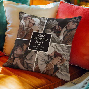 Cute Best Boyfriend Ever' 4 Photo Collage Cushion