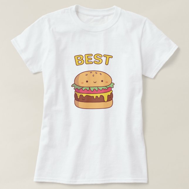 Cute Best Burger Matching Best Friend T-Shirt (Design Front)