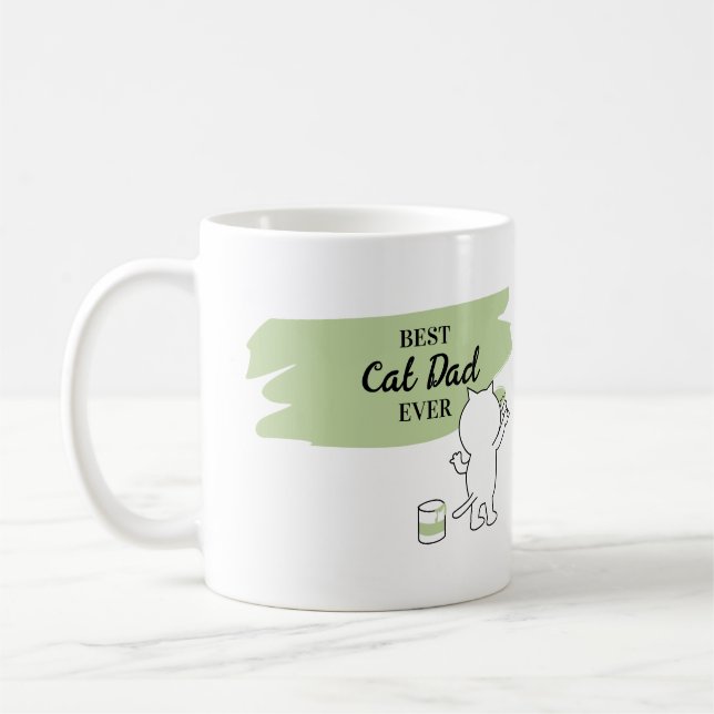 Cute Best Cat Dad Ever Men's Coffee Mug (Left)