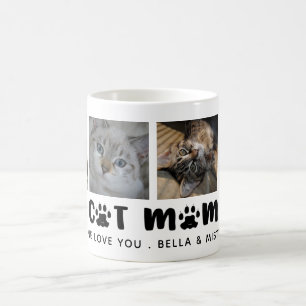 Cute BEST CAT MOM EVER Paw Print Photo Collage Coffee Mug