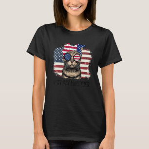 Cute Best Cat Mum Ever Us Flag Glasses On Mother's T-Shirt