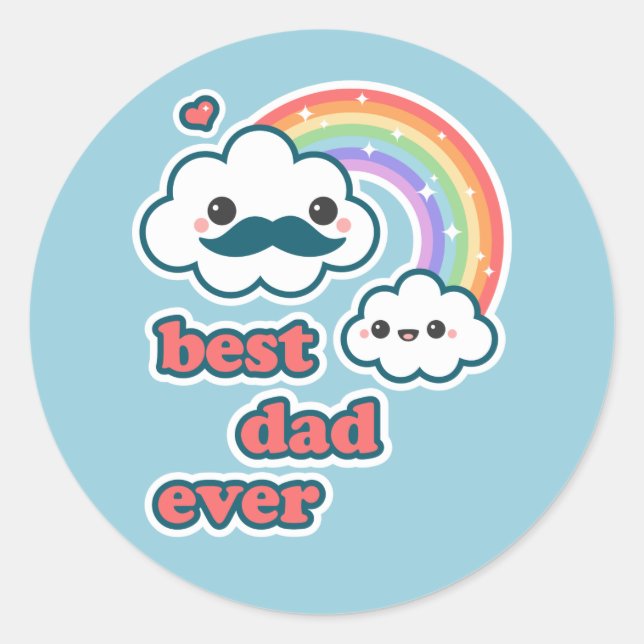 Cute Best Cloud Dad Classic Round Sticker (Front)