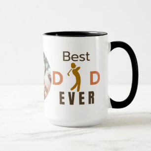 Cute Best Dad Ever Golfer Fathers Day Family Photo Mug
