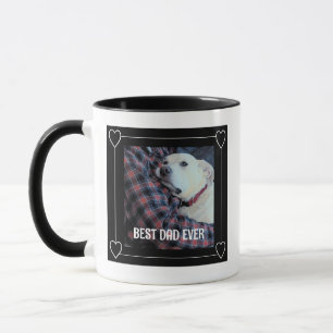 Cute Best Dad Ever Hugging Puppy Dog Black Mug