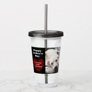 Cute Best Dad Ever Puppy Dog Red Heart One Photo G Acrylic Tumbler