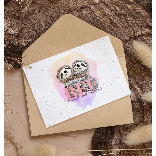 Cute Best Friend Forever Sloth Hug Monogram  Card (Creator Uploaded)