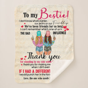 Cute Best Friend Gift, Funny Friendship Day Gifts Sherpa Blanket