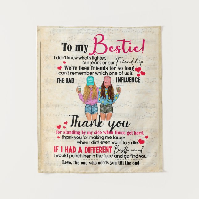 Cute Best Friend Gift, Funny Friendship Day Gifts Tapestry (Front)