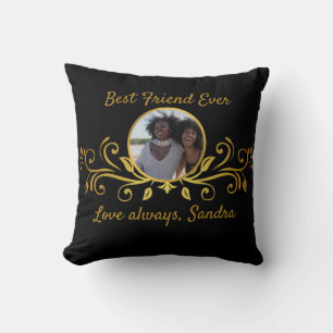 Cute Best Friends Ever photo Black Gold custom Cushion