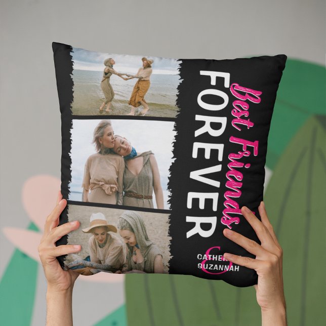 Cute 'Best Friends Forever' 3 Photo Cushion (Creator Uploaded)