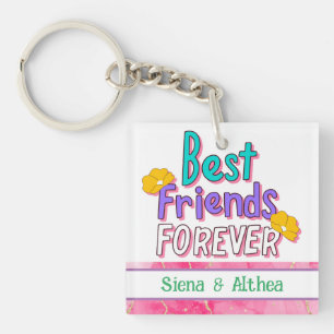 Cute Best Friends Forever Typography Key Ring