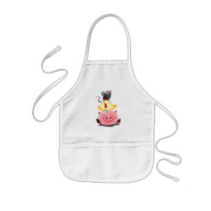 Cute Best Friends Piggy Chick and Mouse - Cartoon  Kids Apron