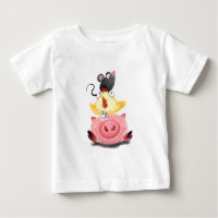 Cute Best Friends Piggy Chick and Mouse - Funny