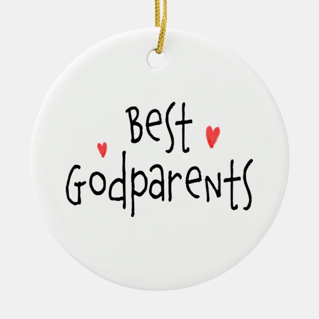 Cute Best Godparents Photo Ceramic Ornament (Front)