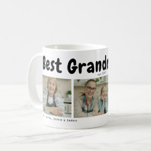 Cute Best Grandma Ever 3 Photo Collage Heart  Coffee Mug