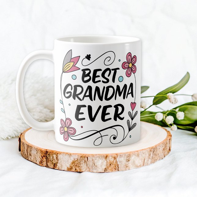 Cute Best Grandma Ever Floral Coffee Mug (Creator Uploaded)