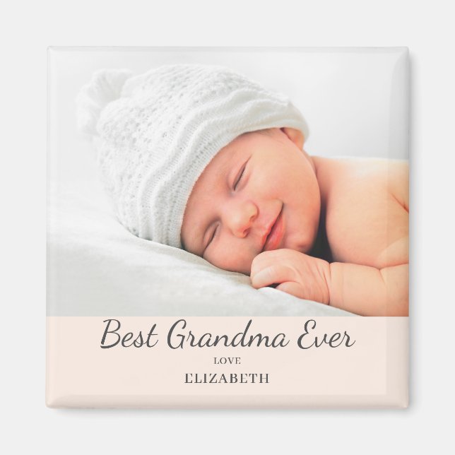 Cute Best Grandma Photo Name Magnet (Front)