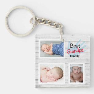 Cute Best Grandpa Ever Photo Collage Key Ring