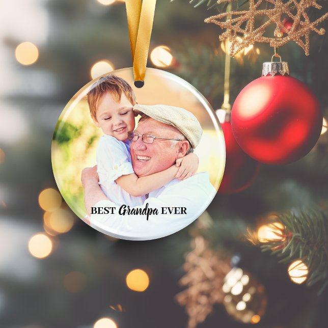 Cute Best Grandpa Ever Photo Ornament (Cute Best Grandpa Ever Photo Ornament)