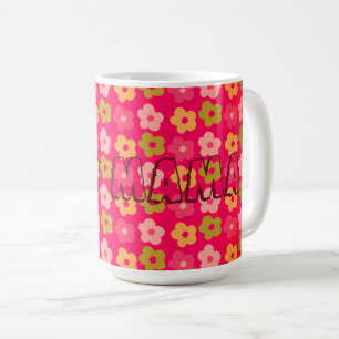 Cute Best Mama Flowers Red Pink  Coffee Mug