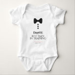 Cute Best Man in Training Black Tie Wedding Baby Bodysuit<br><div class="desc">This fun baby one piece is designed as a favour or wedding party babies. The design features an image of a black bow tie and three buttons on a white background. The text reads Best Man in Training, and has a place to enter his name as well as the wedding...</div>