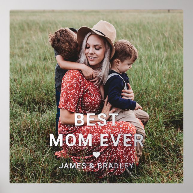 Cute BEST MOM EVER Heart Mother's Day Photo Foil Prints (Front)