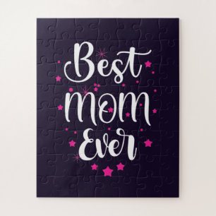Cute Best Mom Text And Little Stars Jigsaw Puzzle