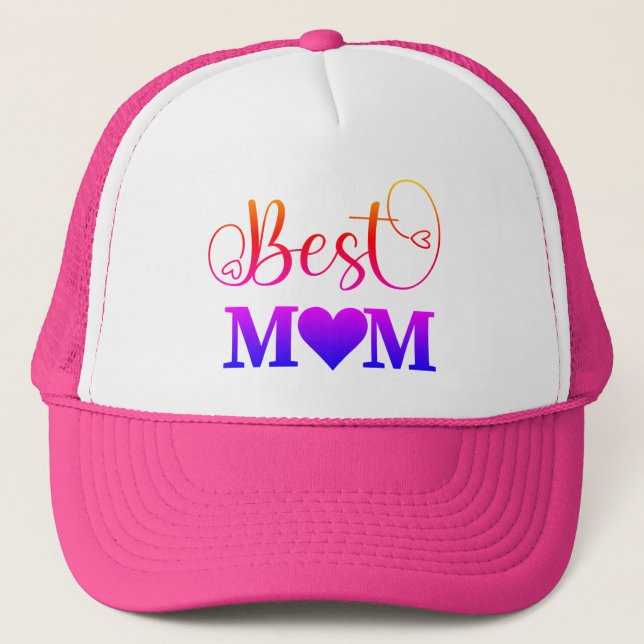 Cute Best Mum Colourful Typography Script  Trucker Hat (Front)
