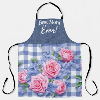 Cute Best Mum Ever Floral All-Over Print Apron